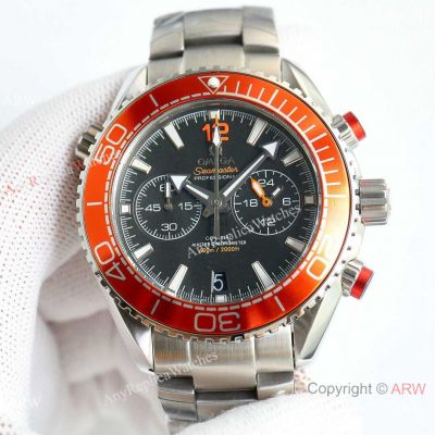 Copy Omega Seamaster Planet Ocean Chronograph Quartz Orange Bezel Watches